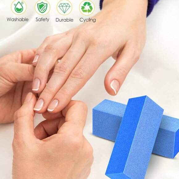 Nail Buffer Blocks, Fine Grit 180/240 Professional Salon Quality 3 Way Blue Buff - Picture 3 of 7
